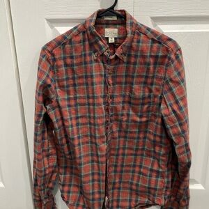 J. Crew Red and Green Plaid Button-Down Shirt Brushed Twill